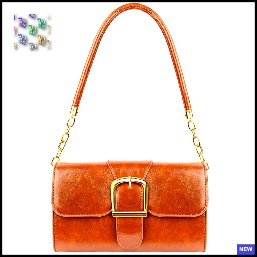 Vintage PU Leather Shoulder Bag Hobo Crossbody Purse Chic Minimal Daily